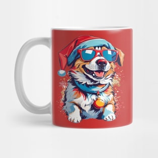 Christmas dog waring Christmas hat Mug